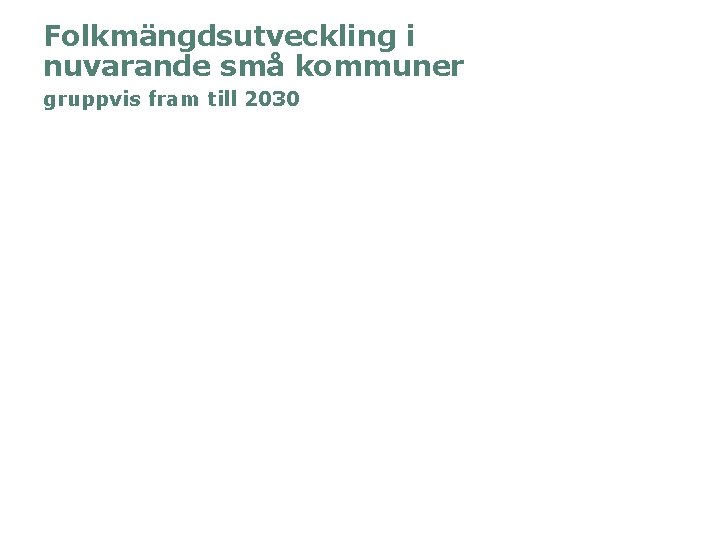 Folkmängdsutveckling i nuvarande små kommuner gruppvis fram till 2030 12 