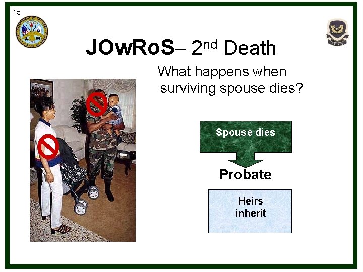 15 JOw. Ro. S– 2 nd Death What happens when surviving spouse dies? Spouse