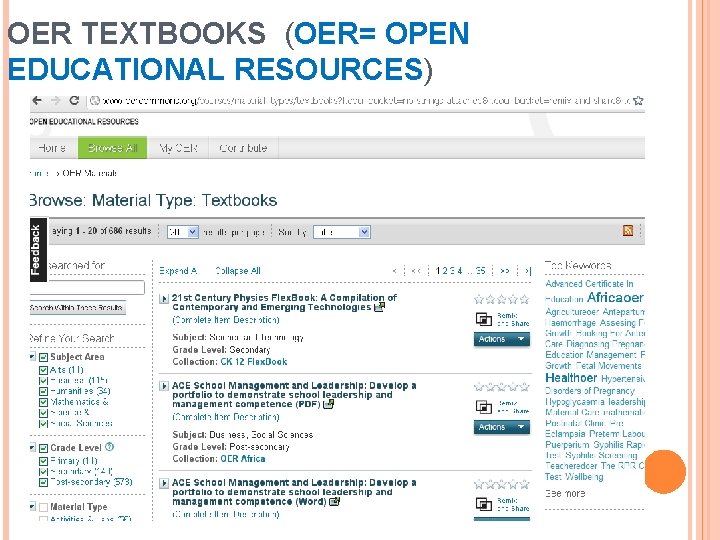 OER TEXTBOOKS (OER= OPEN EDUCATIONAL RESOURCES) 