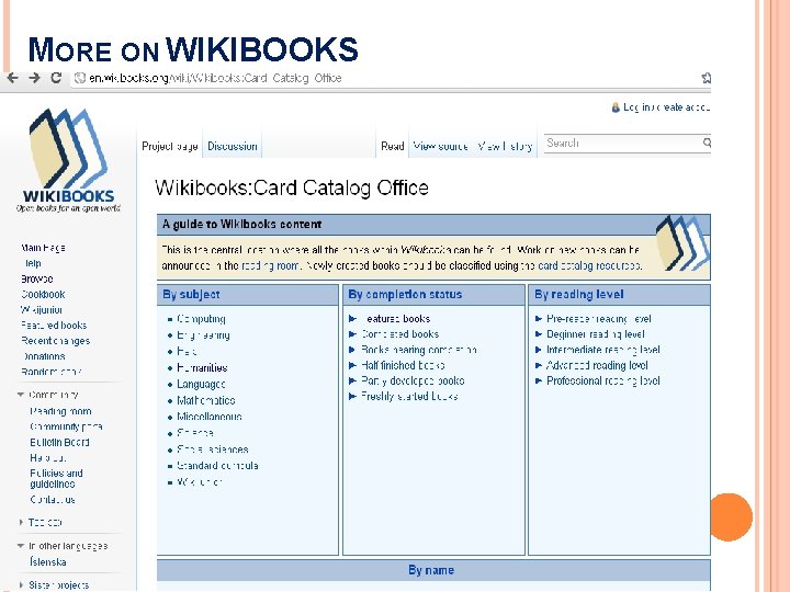 MORE ON WIKIBOOKS 