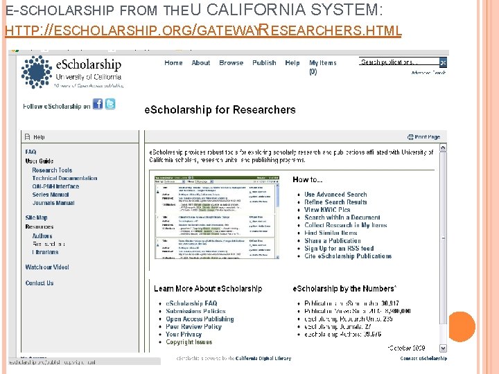 E-SCHOLARSHIP FROM THE U CALIFORNIA SYSTEM: HTTP: //ESCHOLARSHIP. ORG/GATEWAYRESEARCHERS. HTML 