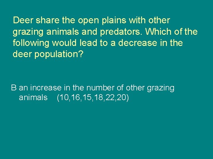 Deer share the open plains with other grazing animals and predators. Which of the