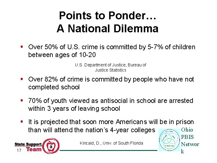 Points to Ponder… A National Dilemma § Over 50% of U. S. crime is
