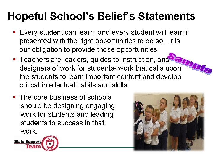 Hopeful School’s Belief’s Statements § Every student can learn, and every student will learn