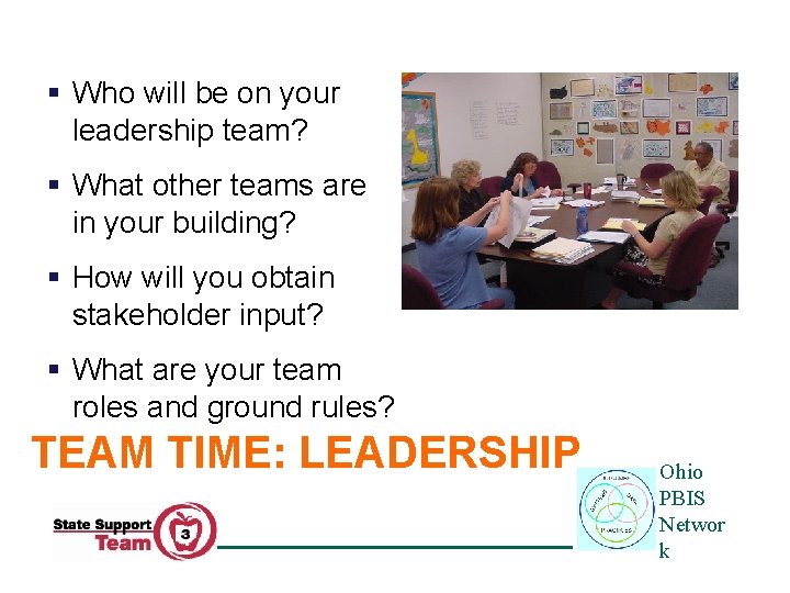 § Who will be on your leadership team? § What other teams are in