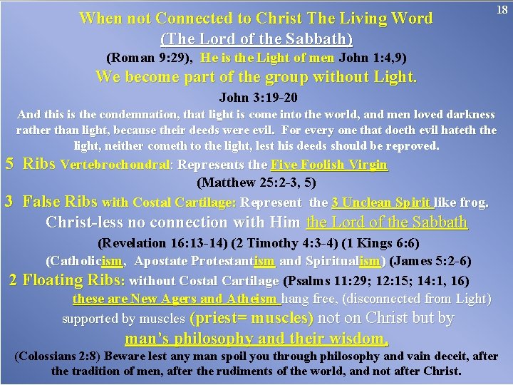 When not Connected to Christ The Living Word (The Lord of the Sabbath) 18