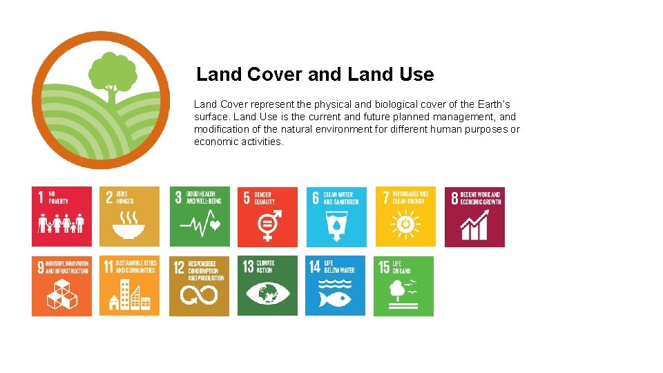 Land Cover and Land Use Land Cover represent the physical and biological cover of