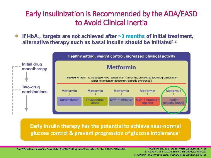 Early Insulinization is Recommended by the ADA/EASD to Avoid Clinical Inertia ● If Hb.