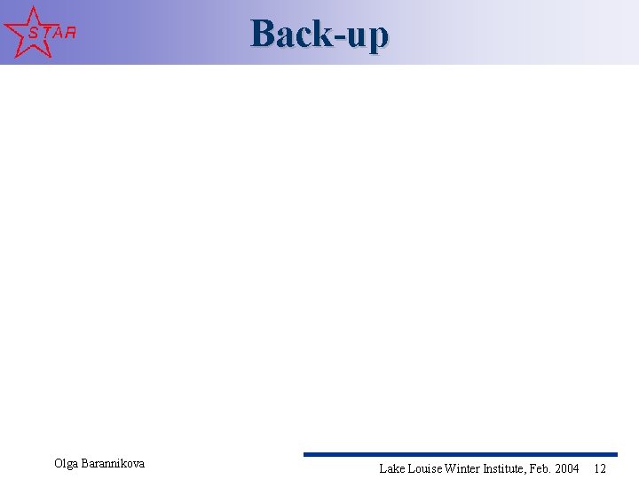 Back-up Olga Barannikova Lake Louise Winter Institute, Feb. 2004 12 