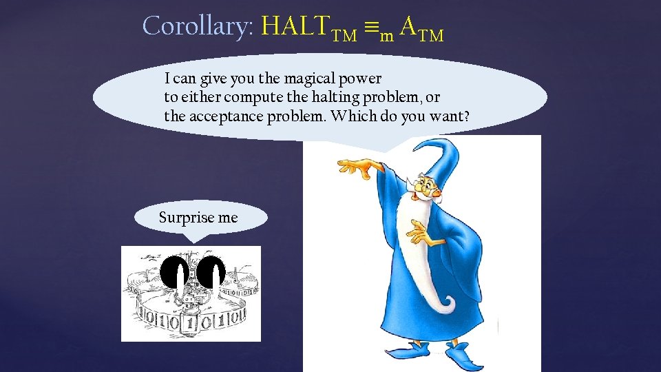 Corollary: HALTTM m ATM I can give you the magical power to either compute