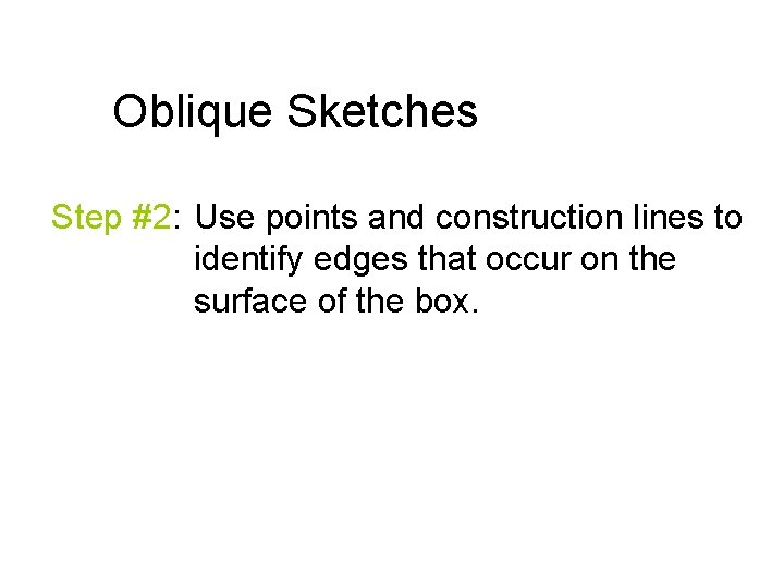 Oblique Sketches Step #2: Use points and construction lines to identify edges that occur