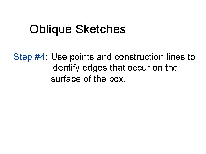 Oblique Sketches Step #4: Use points and construction lines to identify edges that occur