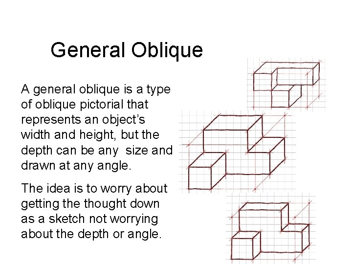 General Oblique A general oblique is a type of oblique pictorial that represents an