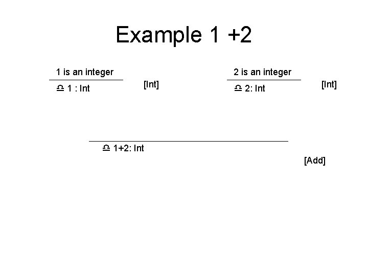 Example 1 +2 1 is an integer 1 : Int 2 is an integer