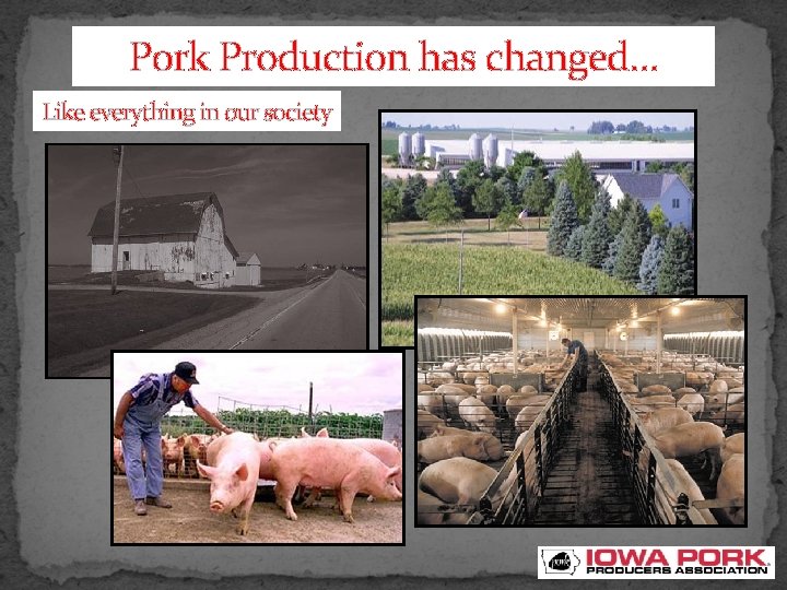 Pork Production has changed… Like everything in our society 