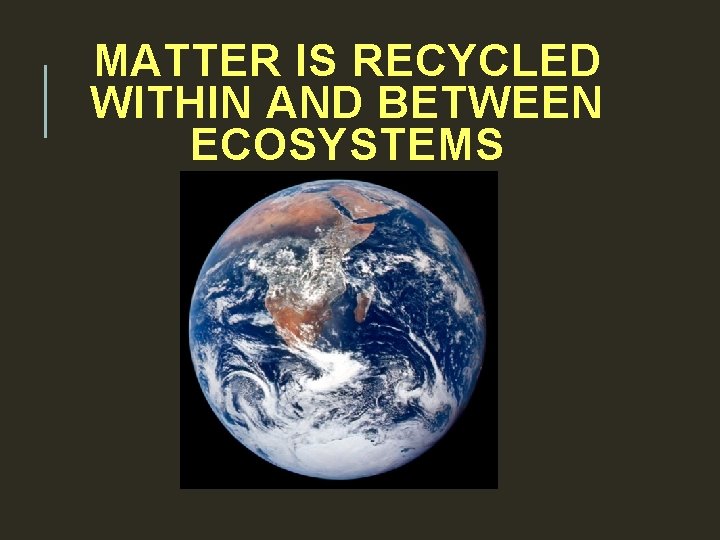 MATTER IS RECYCLED WITHIN AND BETWEEN ECOSYSTEMS 