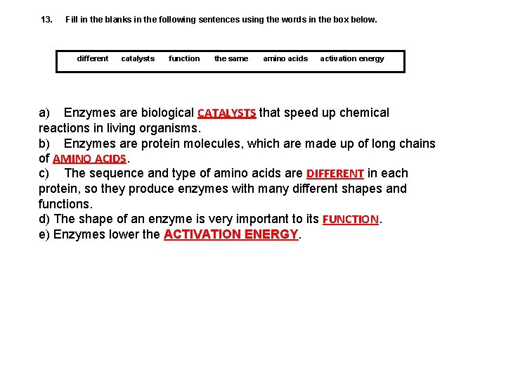 13. Fill in the blanks in the following sentences using the words in the