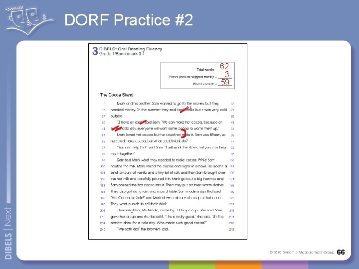 DORF Practice #2 62 3 59 sc 66 
