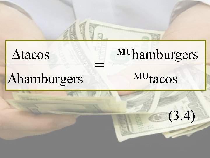 Δtacos Δhamburgers = MUhamburgers MUtacos (3. 4) 