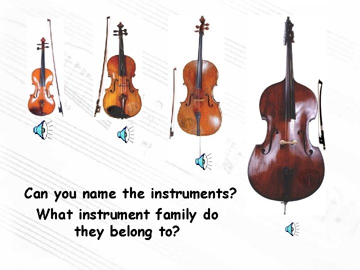 Can you name the instruments? What instrument family do they belong to? 