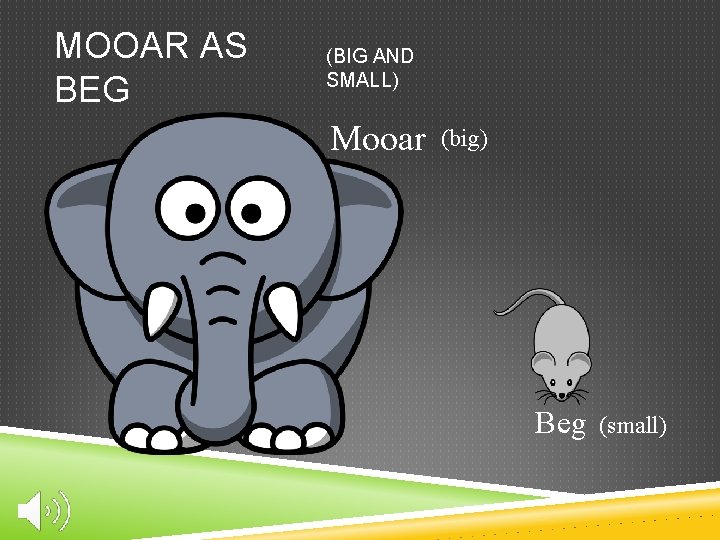 MOOAR AS BEG (BIG AND SMALL) Mooar (big) Beg (small) 