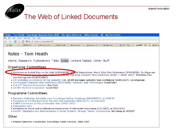 shared innovation The Web of Linked Documents 