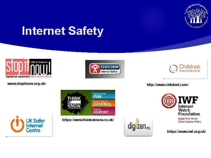 Internet Safety www. stopitnow. org. uk/ http: //www. childnet. com/ https: //www. thinkuknow. co.