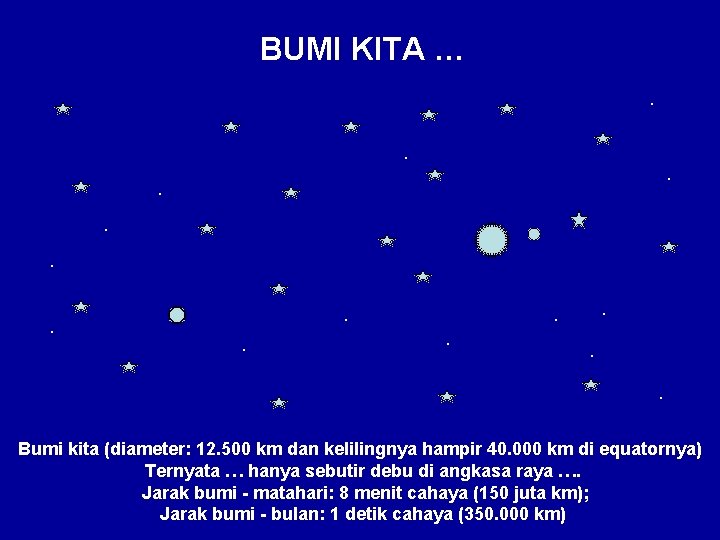 BUMI KITA …. . . Bumi kita (diameter: 12. 500 km dan kelilingnya hampir