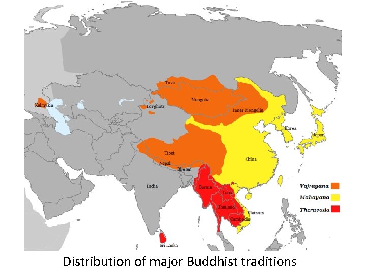 Distribution of major Buddhist traditions 