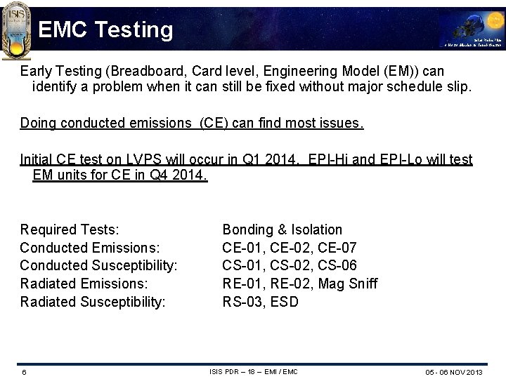 EMC Testing Solar Probe Plus A NASA Mission to Touch the Sun Early Testing
