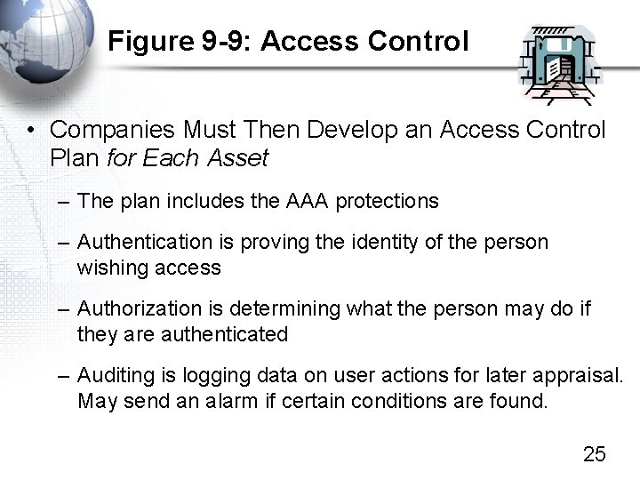 Figure 9 -9: Access Control • Companies Must Then Develop an Access Control Plan