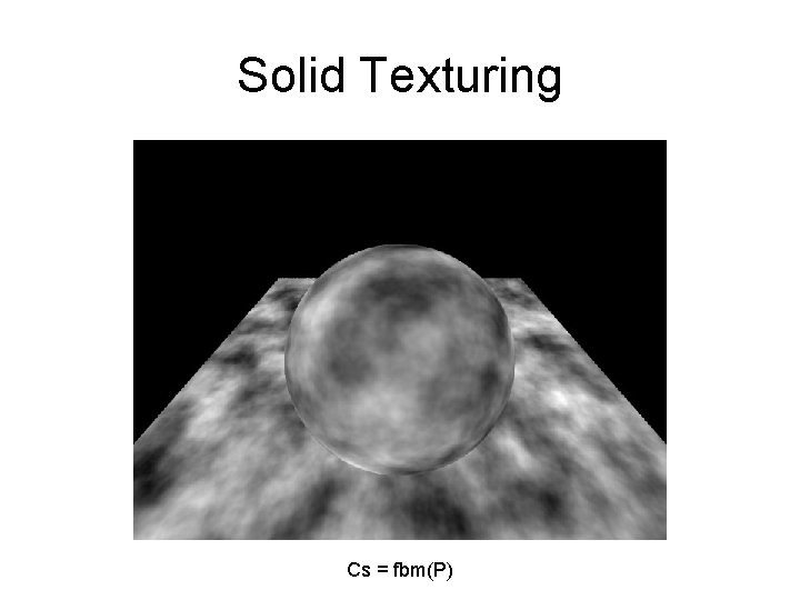 Solid Texturing Cs = fbm(P) 