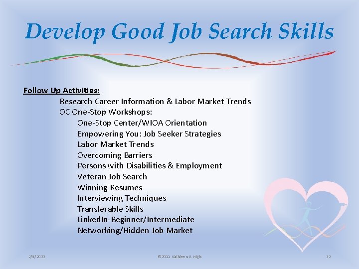 Develop Good Job Search Skills Follow Up Activities: Research Career Information & Labor Market
