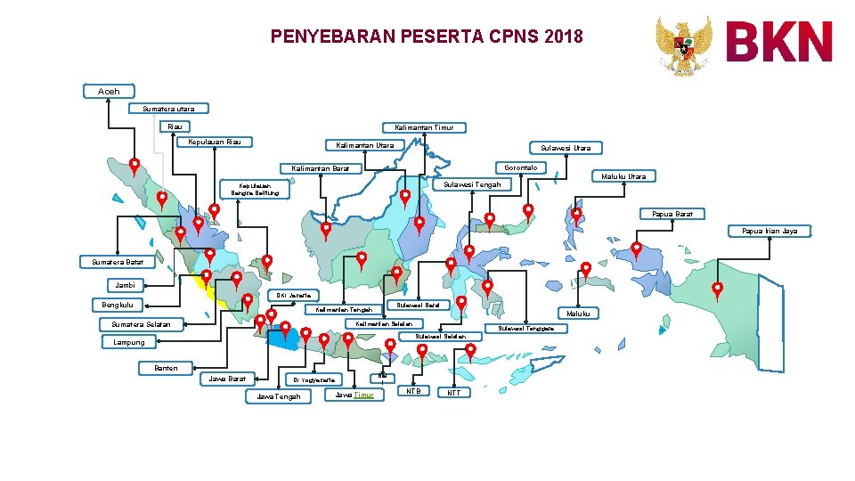 PENYEBARAN PESERTA CPNS 2018 Aceh Sumatera utara Riau Kalimantan Timur Kepulauan Riau Kalimantan Utara