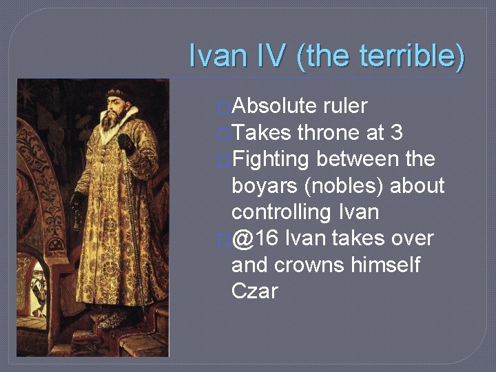 Absolute Rulers of Russia Draw this table in