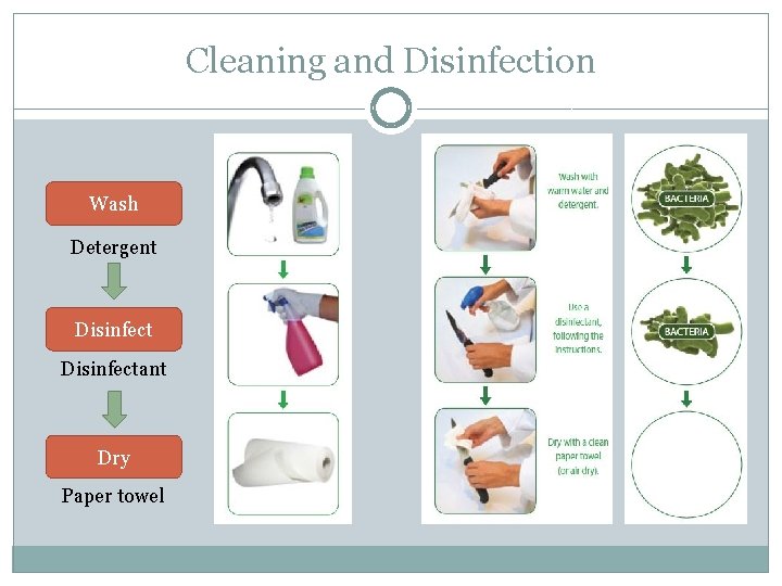 Cleaning and Disinfection Wash Detergent Disinfectant Dry Paper towel 