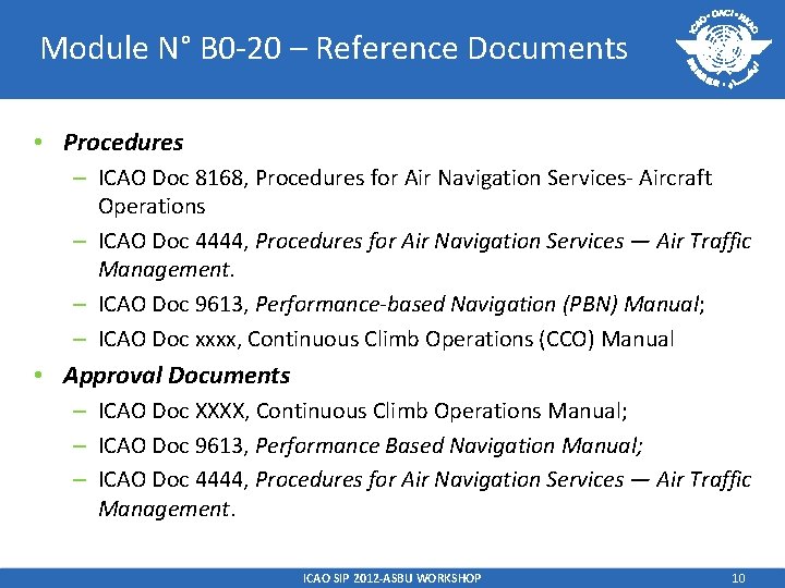 Module N° B 0 -20 – Reference Documents • Procedures – ICAO Doc 8168, Module N° B 0 -20 – Reference Documents • Procedures – ICAO Doc 8168,