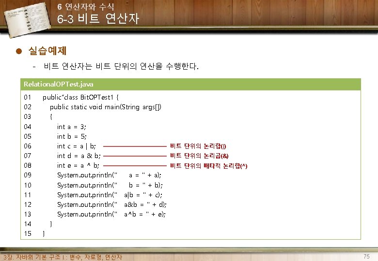 6 연산자와 수식 6 -3 비트 연산자 l 실습예제 - 비트 연산자는 비트 단위의