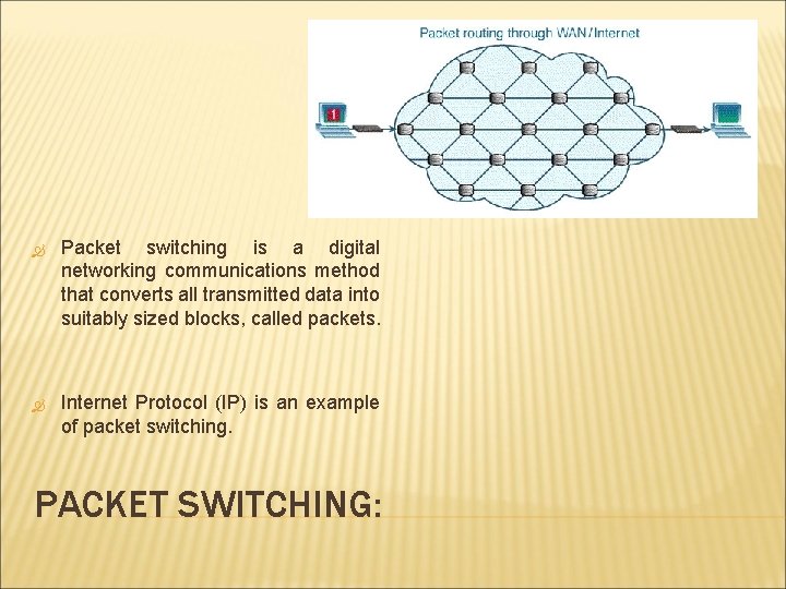  Packet switching is a digital networking communications method that converts all transmitted data
