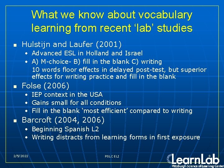 Robust learning of vocabulary in classrooms and in