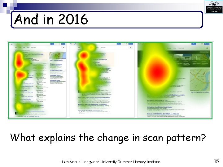 And in 2016 What explains the change in scan pattern? 14 th Annual Longwood
