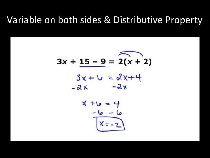 Variable on both sides & Distributive Property 