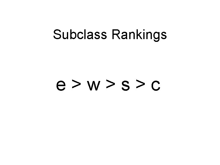 Subclass Rankings e>w>s>c 