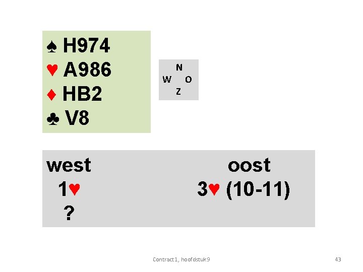 ♠ H 974 ♥ A 986 ♦ HB 2 ♣ V 8 west 1♥