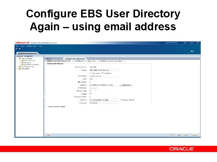 Configure EBS User Directory Again – using email address 