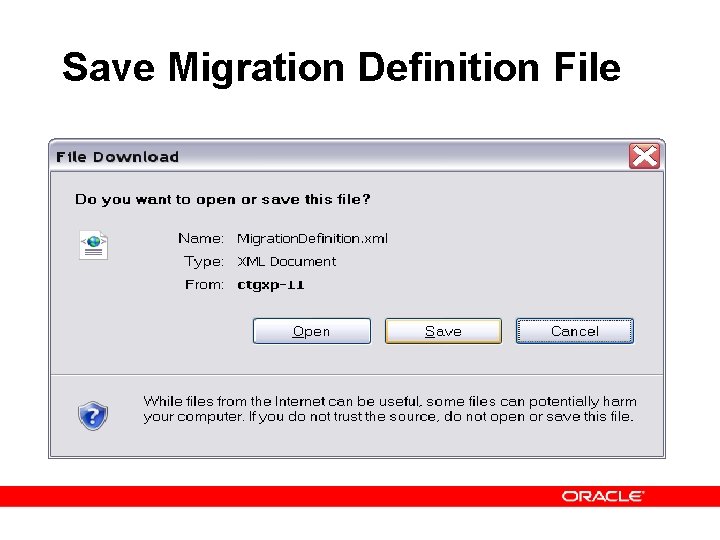 Save Migration Definition File 