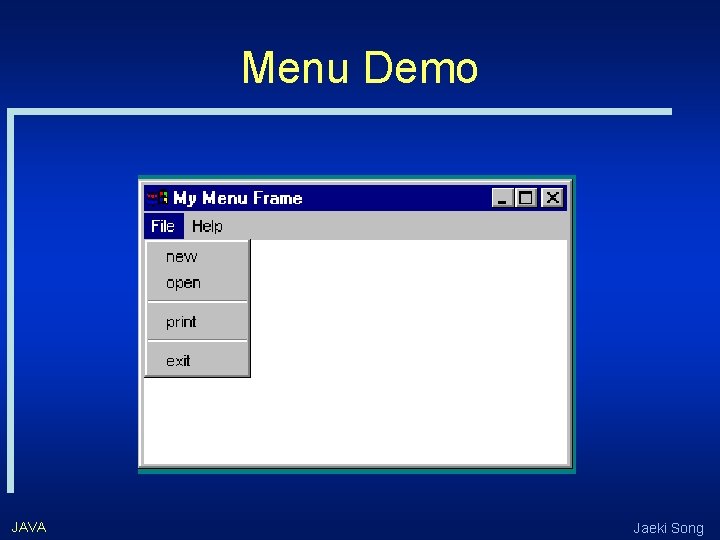 Menu Demo JAVA Jaeki Song 