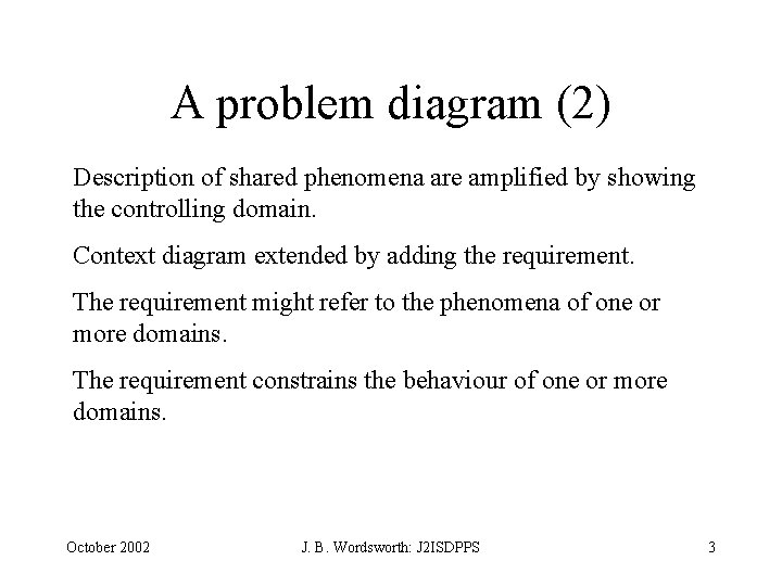 A problem diagram (2) Description of shared phenomena are amplified by showing the controlling