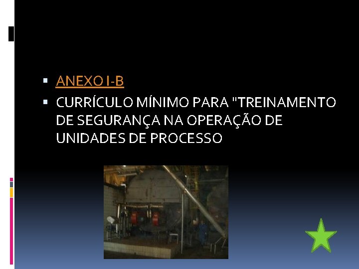  ANEXO I-B CURRÍCULO MÍNIMO PARA "TREINAMENTO DE SEGURANÇA NA OPERAÇÃO DE UNIDADES DE