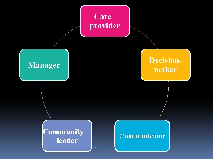 Care provider Manager Community leader Decisionmaker Communicator Care provider Manager Community leader Decisionmaker Communicator